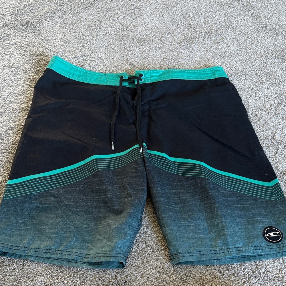 O'Neill Men's Black and Teal Board Shorts